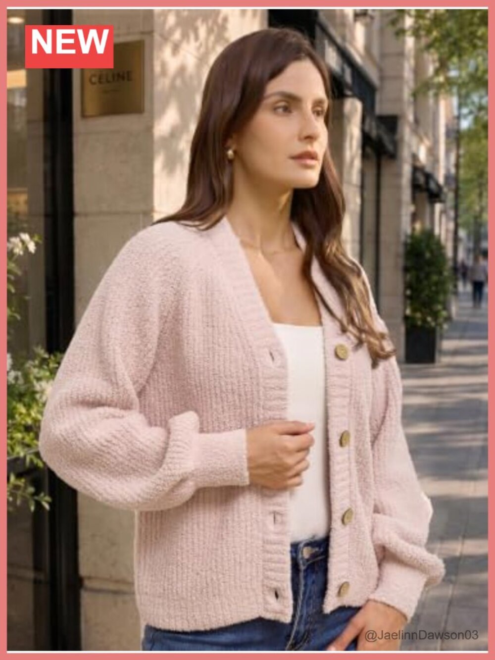 Open Front Ribbed Button Down Cardigan Long Sleeve - Picture 5 of 6